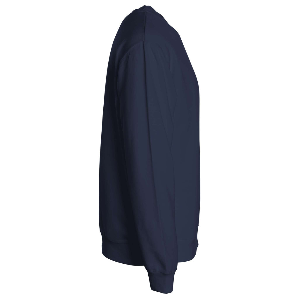 Clearwood & Co. classic crewneck sweatshirt in navy, sleeve detail
